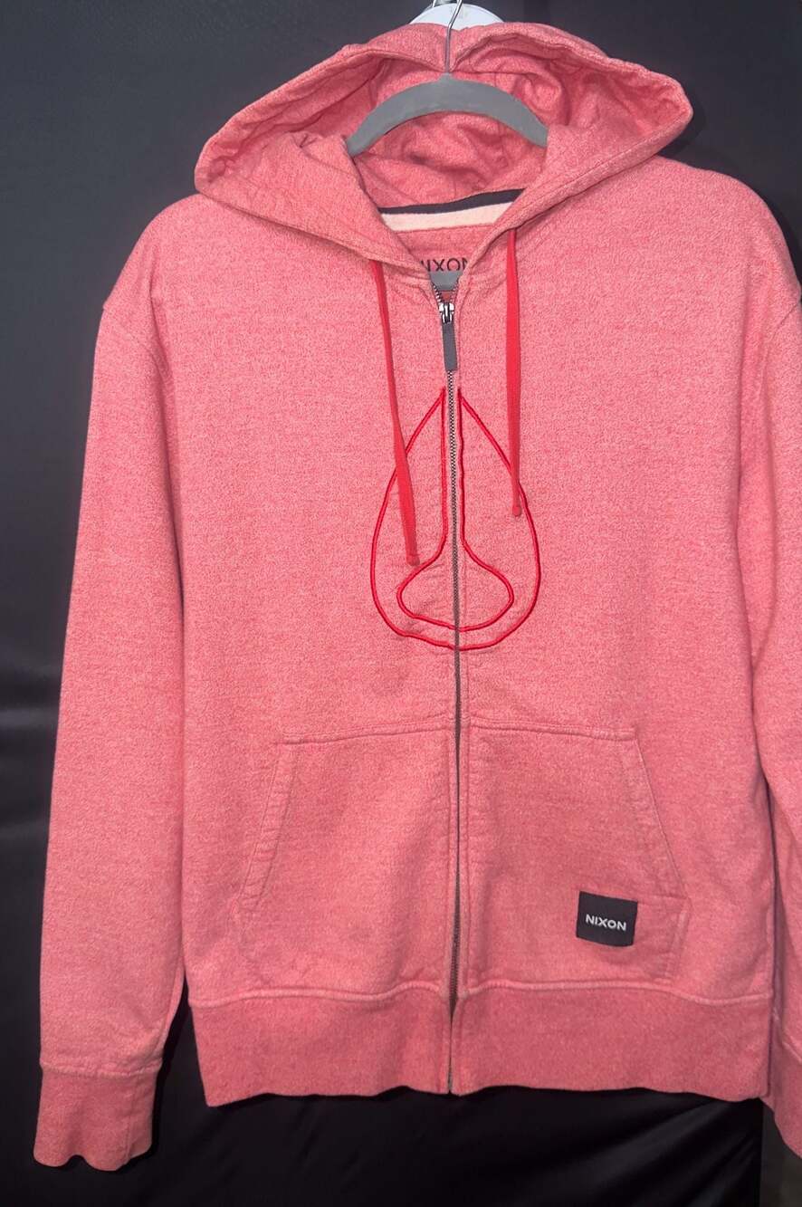 Nixon Men's Red Heather Full Zip Hoodie Size M